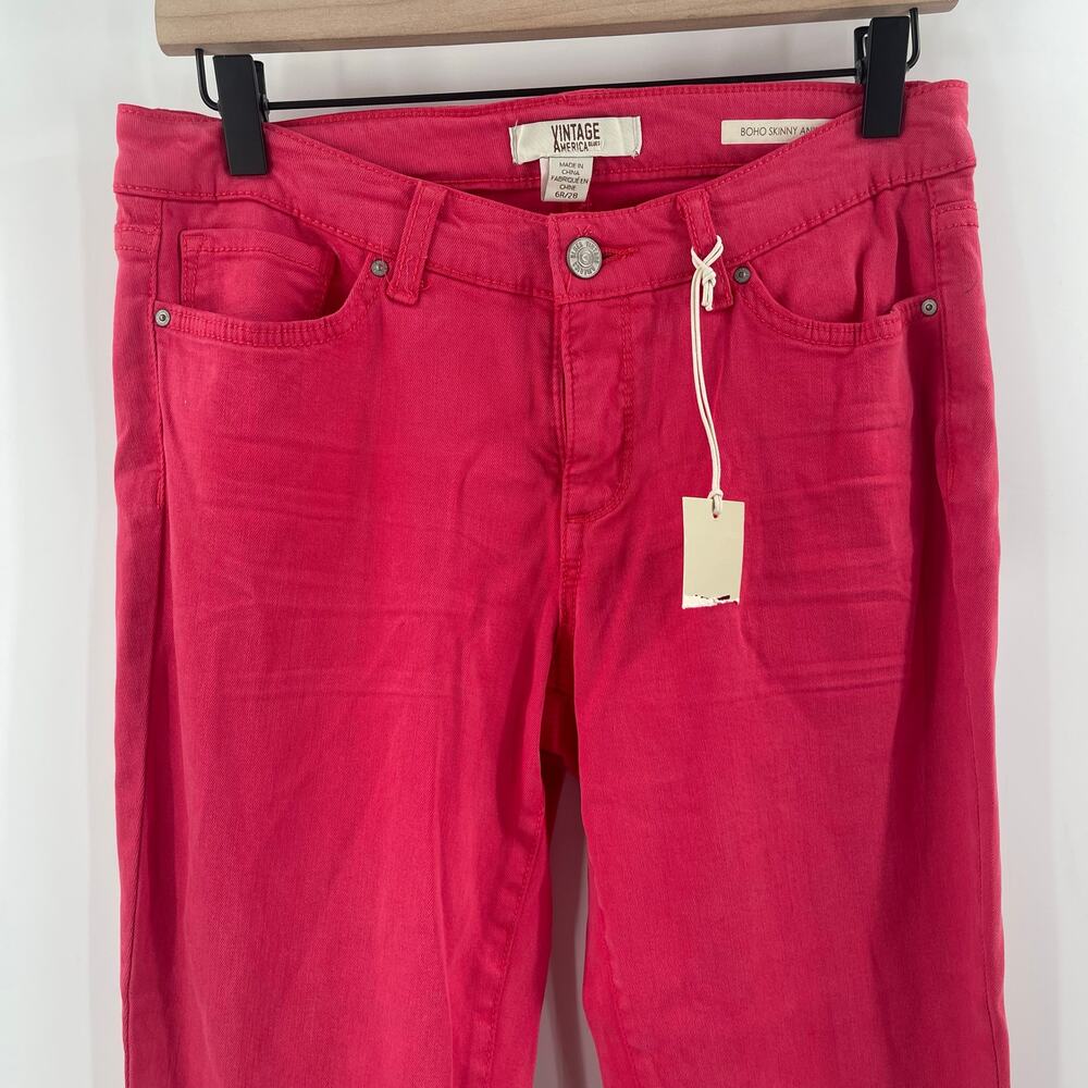 VINTAGE AMERICA BLUES Jeans Size 6R/28 Missy Stretch Skinny Red/Pink Zipper NWT - Picture 9 of 15